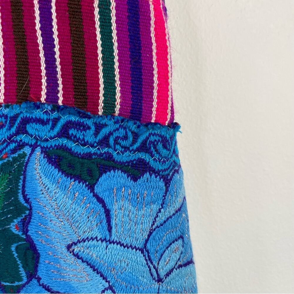 Handmade Baja Tapestry Embroidered Floral Fringe Guatemalan Artsy Festival Skirt - Picture 3 of 9